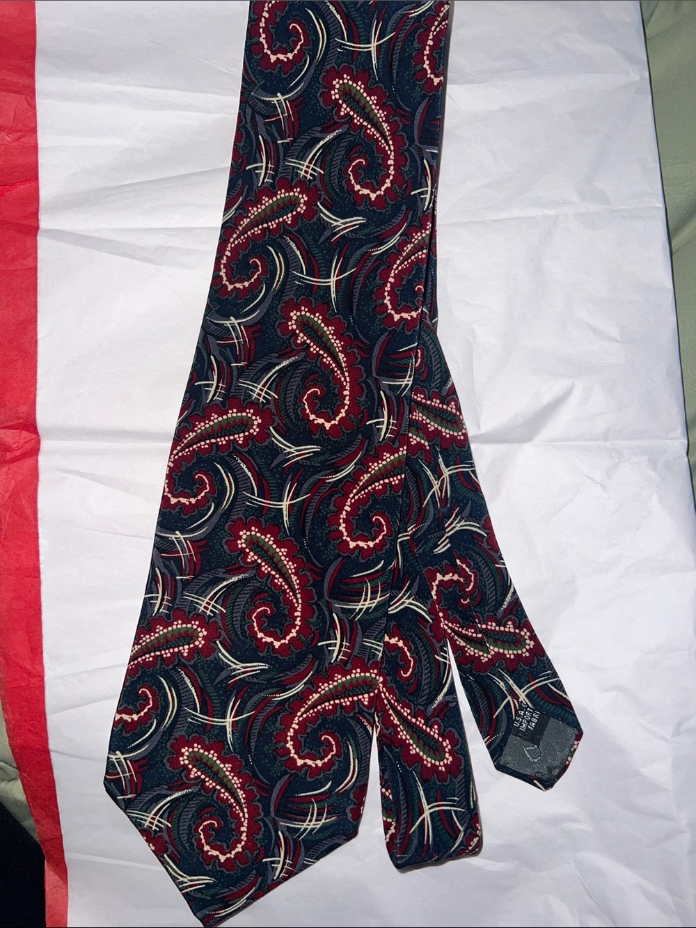 Dior Men's Paisley Silk Tie in Navy, Red, Cream